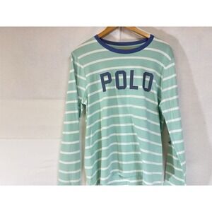 NWOT  Polo Ralph Lauren Womens Tee Shirt Green  XL Striped POLO Logo Long Sleeve